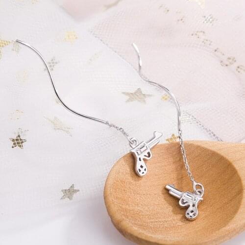 New Style Personality Cool Mini Pistol Earrings Silver Plated Ear Line Women Hip Hop Party Jewelry Accessories Birthday Gift