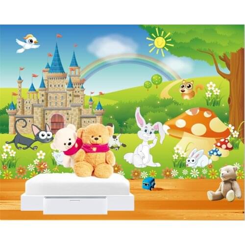 Wallpaper Beautiful cartoon green vector childrens room decoration painting childrens room background wall 3d wallpaper mural
