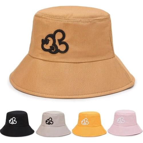 Disney Mickey Bucket Hat Adult Fishing Outdoor Cap Women Bucket Fishing Hats Sunscreen Embroidery Fisherman Hat Shipping Free