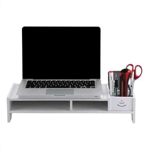 White Computer Monitor Riser Laptop PC Stand Monitor Stand Home Office Desktop Table Storage Organizer Shelf