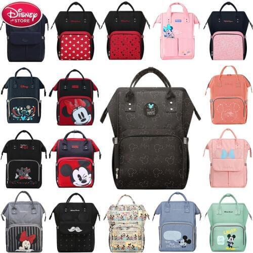 Disney Mummy Diaper Backpack USB Bottle Insulation Bags Minnie Mickey Mouse Big Capacity Travel Oxford Feeding Baby Care Handbag