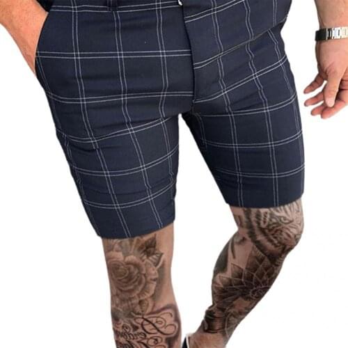 Shorts Stylish Double Stripe Plaid Shorts Men Short Pants All Match for Dating