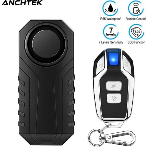 Anchtek Wireless Anti-Theft Motorcycle Bike Alarm with Remote, Waterproof Bicycle Security Alarm Vibration Sensor 113dB Loud