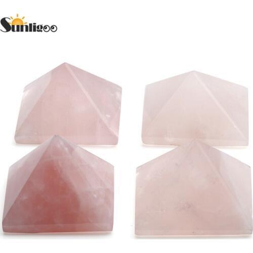 Sunligoo 1pc Rose Quartz Pyramid Energy Generator Original Natural Stone Reiki Healing Balancing Spiritual Stone Decora