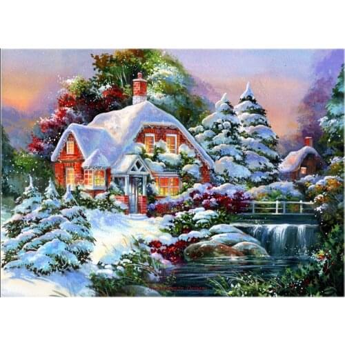 Counted Cross Stitch Kits Needlework Embroidery - Crafts 14 ct Aida DMC Color DIY Arts Handmade Home Decor - A Cottage 5