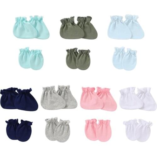 2 Pairs Newborn Handguard Mittens Footguard Socks Kit Baby Anti-scratch Soft Cotton Gloves Foot Cover Set 97BC