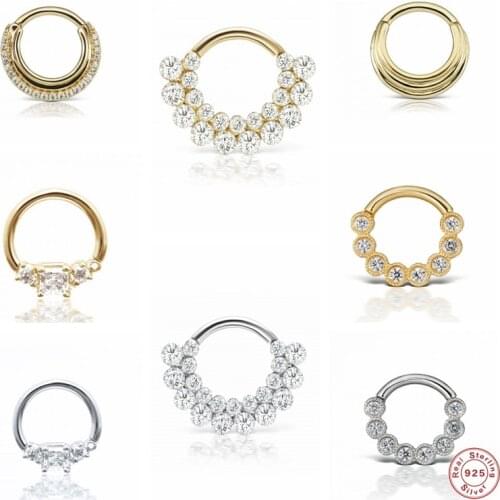 CANNER 925 Sterling Silver Piercing Pendientes Ear Bone Buckle Bling Zircon Cartilage Stud Earrings For Woman Girl Fine Jewerly