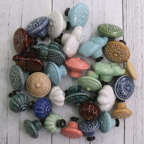 1PC Ceramic Porcelain Door Knobs Furniture Drawer Bedside Cabinet Kitchen Cupboard Chest Pull Handle wardrobe accessories