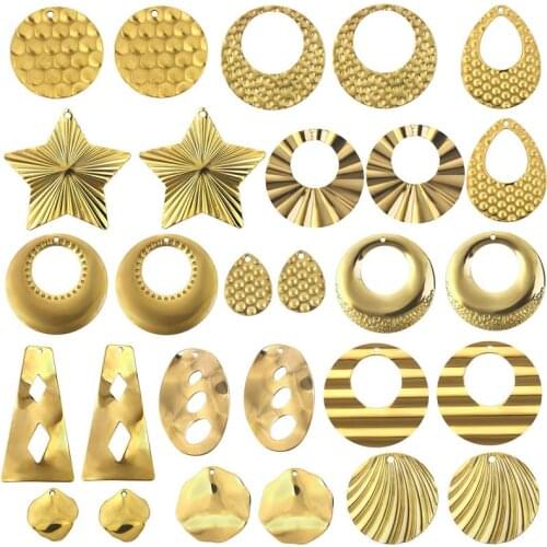 10pcs/Lot Stainless Steel Gold Earring Pendants Jewelry Accessories Charms For DIY Earring Jewelry Making Findings