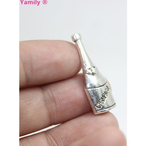 15pcs-- 29x9mm Champagne Bottle Charms Antique silver Tone Champagne Bottle Charms Pendant pj2971