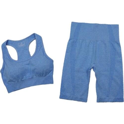 2021 Seamless Yoga Sets Women Gym Clothes Running Sportswear Fitness Shorts+Padded Push-up Sports Bra 2 Piece Workout Sport Suit