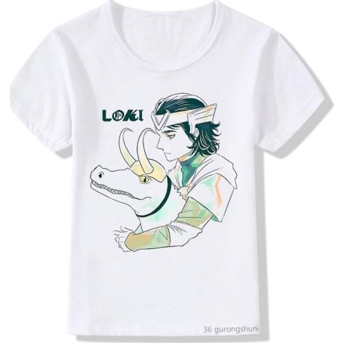 2021 Kawaii Kid Loki T Shirt Tva Allgator Loki T-Shirt Graphic Print Boys Tshirt Kids Clothes Short Sleeve T-Shirts Harajuku Top