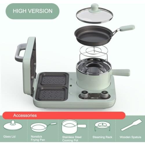 Home Use Multifunction 3 in 1 Electric Breakfast Makers With Sandwich Plates Frying Pan Cooking Pot