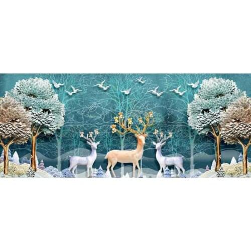 5D Diamond Painting Full Diamond Embroidery Full Round Cross Stitch Simple European Elk Living Room Painting