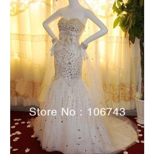 Free shipping wedding decoration 2017 african dress Luxury crystal rhinestone beaded mermaid corset wedding dresses bridal gowns