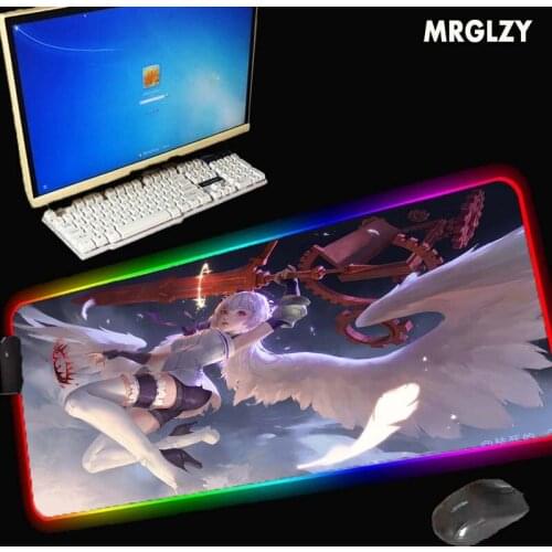 Anime big mouse pad gaming accessories table mat RGB deskmat LED natural rubber non-slip waterproof household carpet mat 40x90cm