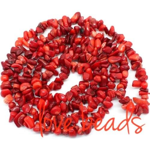 5-8mm Irregular Natural Dark Red Coral Stone Gravel Loose Beads Strand 80CM DIY Bracelets Making
