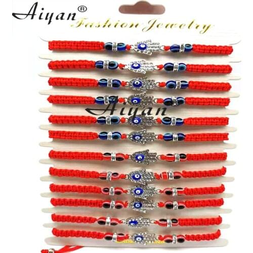 12 Pieces Blue Eyes Beads And Red Eyes Beads With Palm Bracelet Have Exorcism Protection Effect Can Also As A Gift