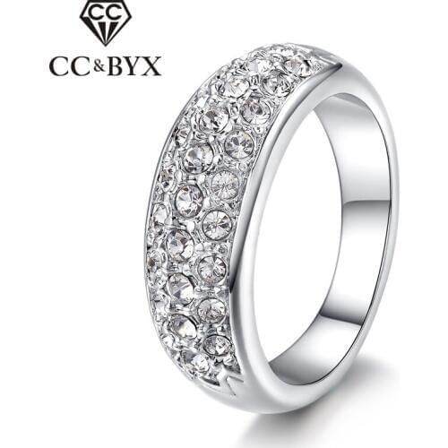 CC Jewelry Rings For Women Fashion Jewelry Bride Wedding White Gold Color Ring Engagement Trendy Simple Design Bijoux CC1027