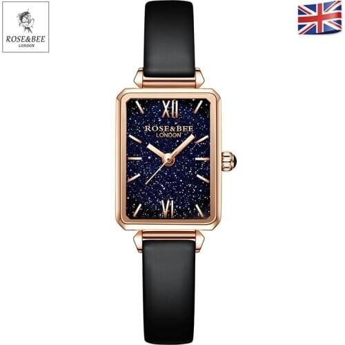 Night Stars Sky Dial Roman Retro Rectangle Genuine Leather Strap Japan Quartz Wristwatches Ladies Waterproof Watches for Women