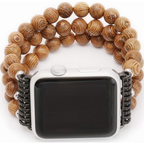 Wooden Band For Apple Watch Iwatch 5 4 3 2 1 Bracelet Retro Simple Strap 38mm/42mm/ 40mm/44mm Beads Loop apple watch band belt