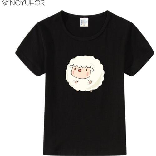 Kids Cartoon Sheep Print T Shirt Children Summer Short Sleeve O-neck Tops Boys Girls Funny Animal T-shirt Clothes