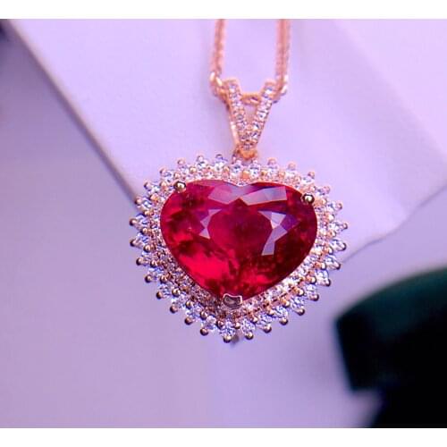 E528 Real Solid 18K Gold 100% Natural Tourmaline 4.9ct Gemstones Diamond Pendants Necklaces