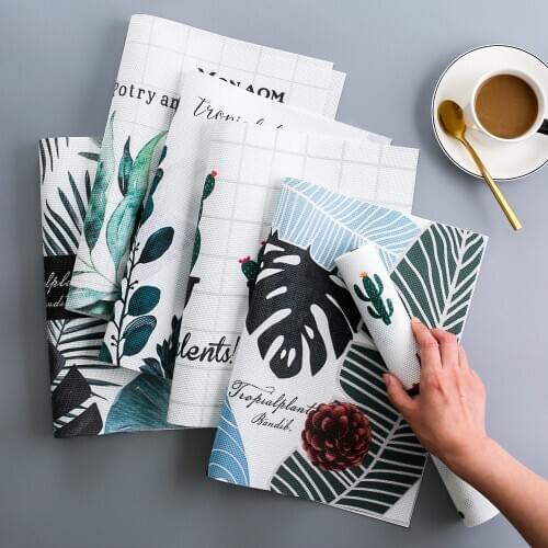 Ins popular coaster Europe style cloth rectangle mat&pad tropical plant printed table mats for dining table pot cutlery placemat
