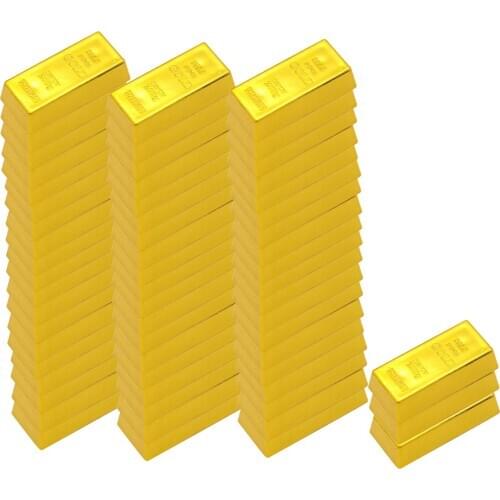 60pcs Artificial Fake Gold Bar Bullion Paper Weight Magic Fancy Dress Party Desk Display Door Stop Gifts New