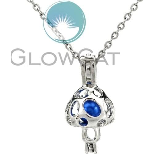 KK937 Copper Mushroom Beads Cage Locket Pendant Perfume Diffuser Pearl Cage Necklace Kids Friend Gift
