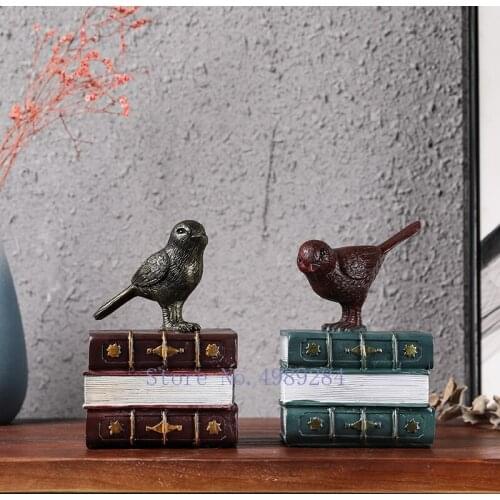 Retro Simulation Animal Bird Book Decoration Handicraft Furnishings Piggy Bank Book Storage Modern Home Decoration Accessories