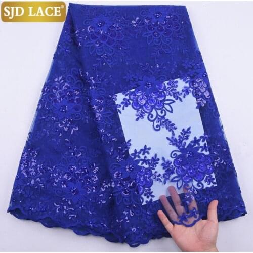 SJD LACE Sequins Design African Lace Fabric With Beads French Mesh Lace Fabric 2021 Cheap Sale For Wedding Party Materials A2159