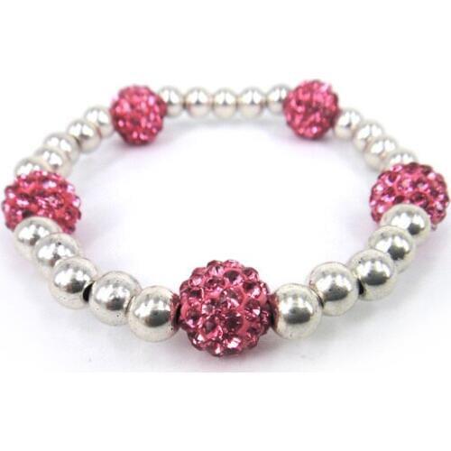 MOODPC fashion 5 piece 10mm pink ball charm alloy beads stretch bracelet