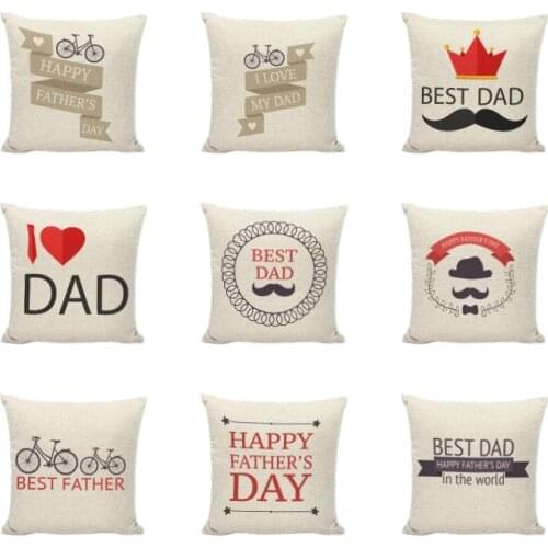 Soft Love Dad Cushion Cover Simplement Crown Heart Shape Almofada Farmhouse 18X18 Linen Car Hat Home Decor Fronha Travesseiro