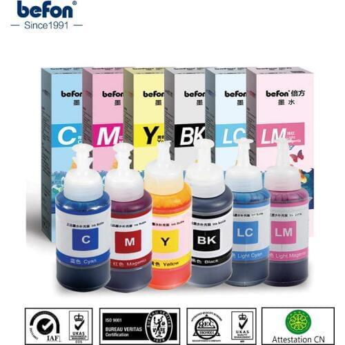 Befon 6 Colors Refill Dye ink Kit Compatible for Epson L111 L211 L301 L303 L351 L358 L551 L558 L800 L810 L1300 L1800 Printer
