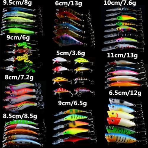 Set Mixed 10 Models Hard Baits 56pcs/lot Fishing Lures 56 Different Colors High Quality Crankbait Wobblers Fishing Tackle pesca