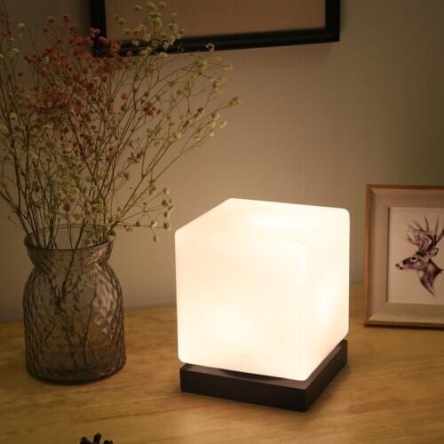 Table lamp modern minimalist square glass bedside lamp creative bedroom led night light