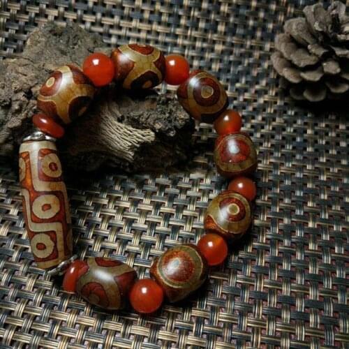 Natural Agate Nine-eyed Old Tianzhu Bracelet Jewelry Fine Jewelry Agate chalcedony Tianzhu Bracelet Jewelry