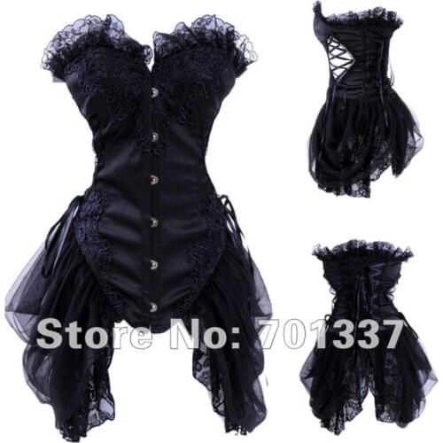 Wholesale Sexy Lingerie Black,White Lace Up Basque corset Dress fancy dress costume Party Wear 1002