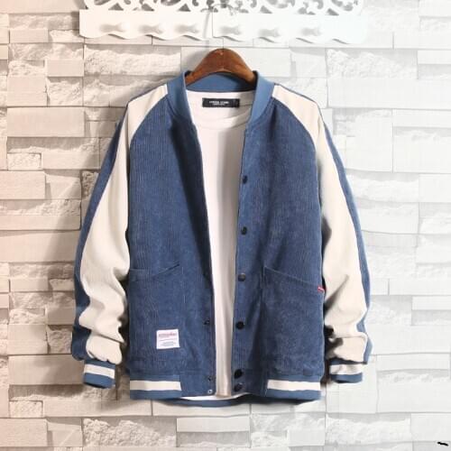 Casual mens denim jacket autumn mens Color stitching slim Baseball jacket male fashion Single-breasted denim coat outwear Top