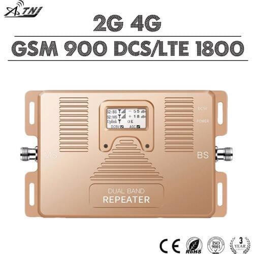ATNJ 4G Cellular Signal Repeater GSM 900 LTE DCS 1800 Dual Band Mobile Phone Signal Booster Band 3 LCD Display 70dB 4G Amplifier