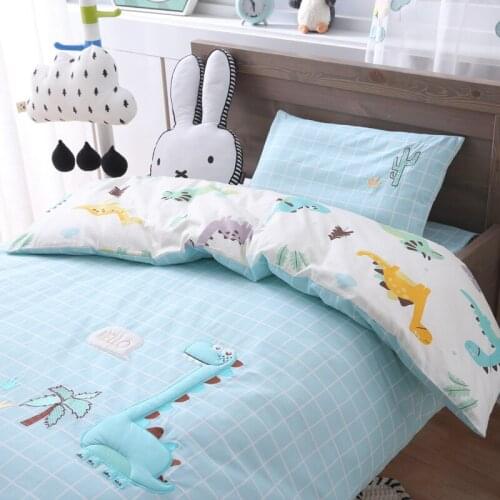 Simple Style Cotton Cartoon Embroidered Three-piece Suit Without Inner Core Soft Baby Bedding Sets Comfortable Spring And Autumn