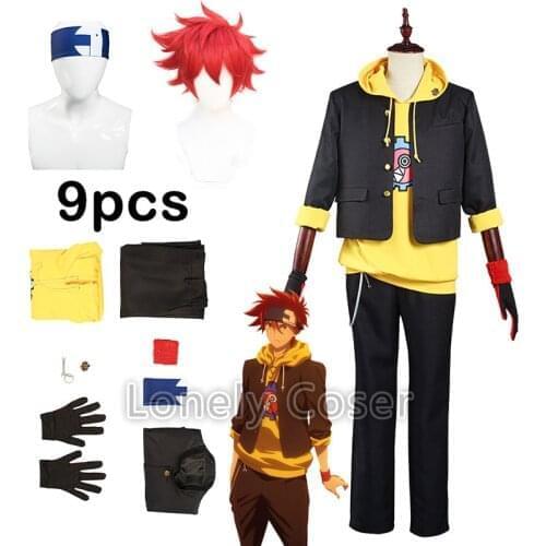 Reki SK8 the Infinity Anime Cosplay Costume SK Red Wig Sweater Headwear Gloves Halloween Masquerade Party Outfits Suit Men