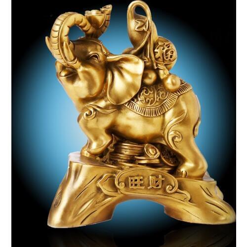 Lucky Elephant copper ornaments as good as water to the living room decoration Feng Shui Home Furnishing crafts 1975