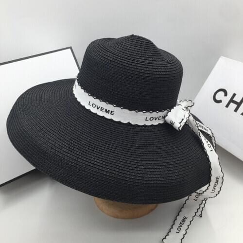 French elegant big eaves straw hats celebrity femaleAudrey Hepburn restoring sunhat sunscreen bucket hats for woman