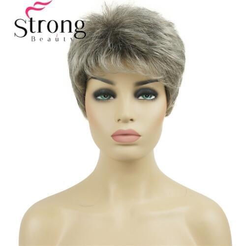 StrongBeauty Short Syntheic Hair Wig Blonde with Silver Full wigs for Lady Women