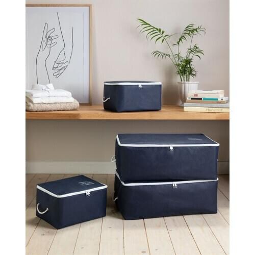 Large Medium Small Size Stuff & Things Navy Blue Storage Bag Outfit quilt pillow storage bags organizer