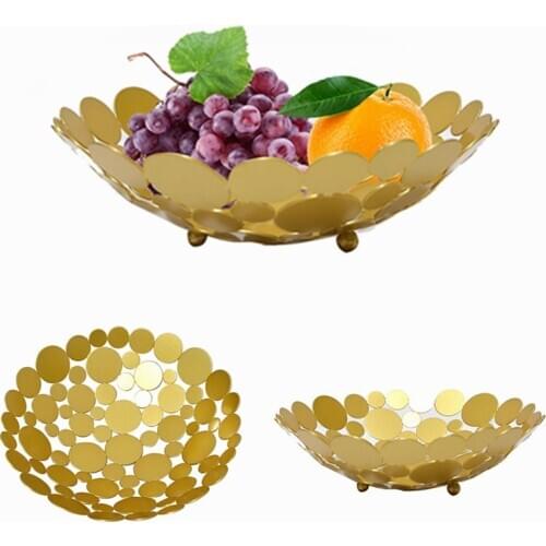 1Pc Nordic Disc Iron Desktop Fruit Plate Living Room Kitchen Snack Storage Basket Round Fruit Bowl Home Supplies