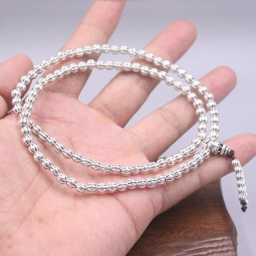 S925 Sterling Silver Bracelet For Women 6mm Beads Elastic String Baby Pumpkin Beads Bracelet 15-18cmL
