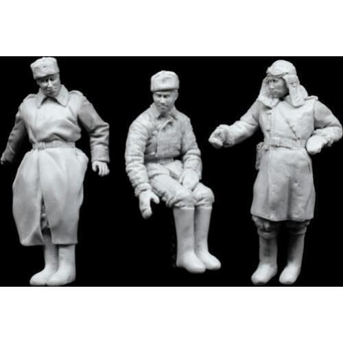 1/35 Scale WW2 Soviet Tank Soldier 3 Person 1944 World War II Miniatures Unpainted Resin Model Kit Figure Free Shipping